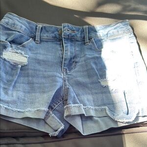 SO Distressed Light Blue Jean Shorts